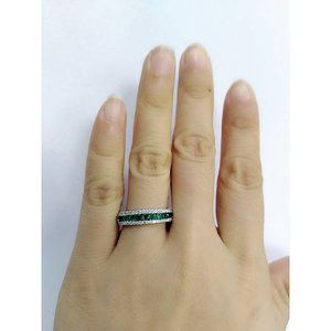 Real Diamond Emerald Gemstone Band White Gold